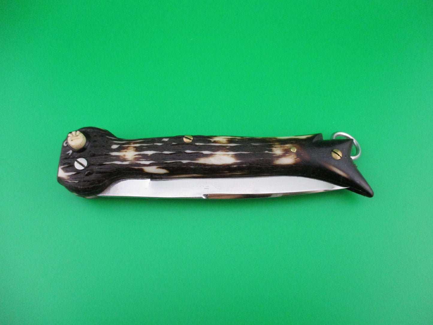 Brevete SMASH INOX 25cm French Faux stag hoof automatic knife button safety