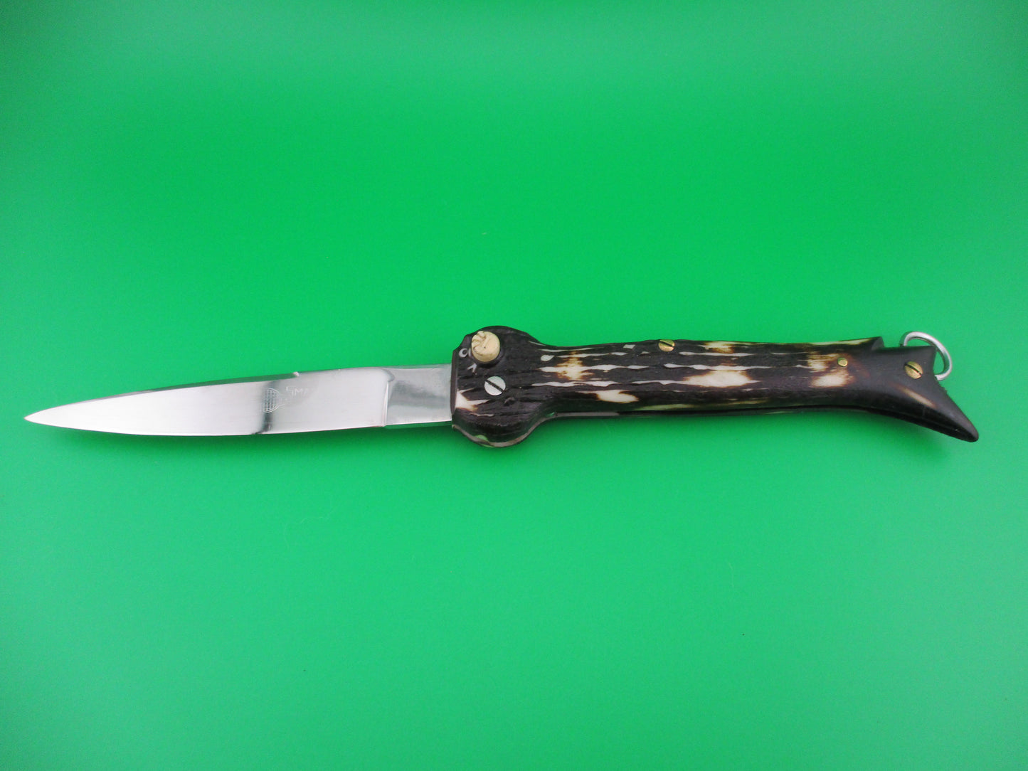 Brevete SMASH INOX 25cm French Faux stag hoof automatic knife button safety