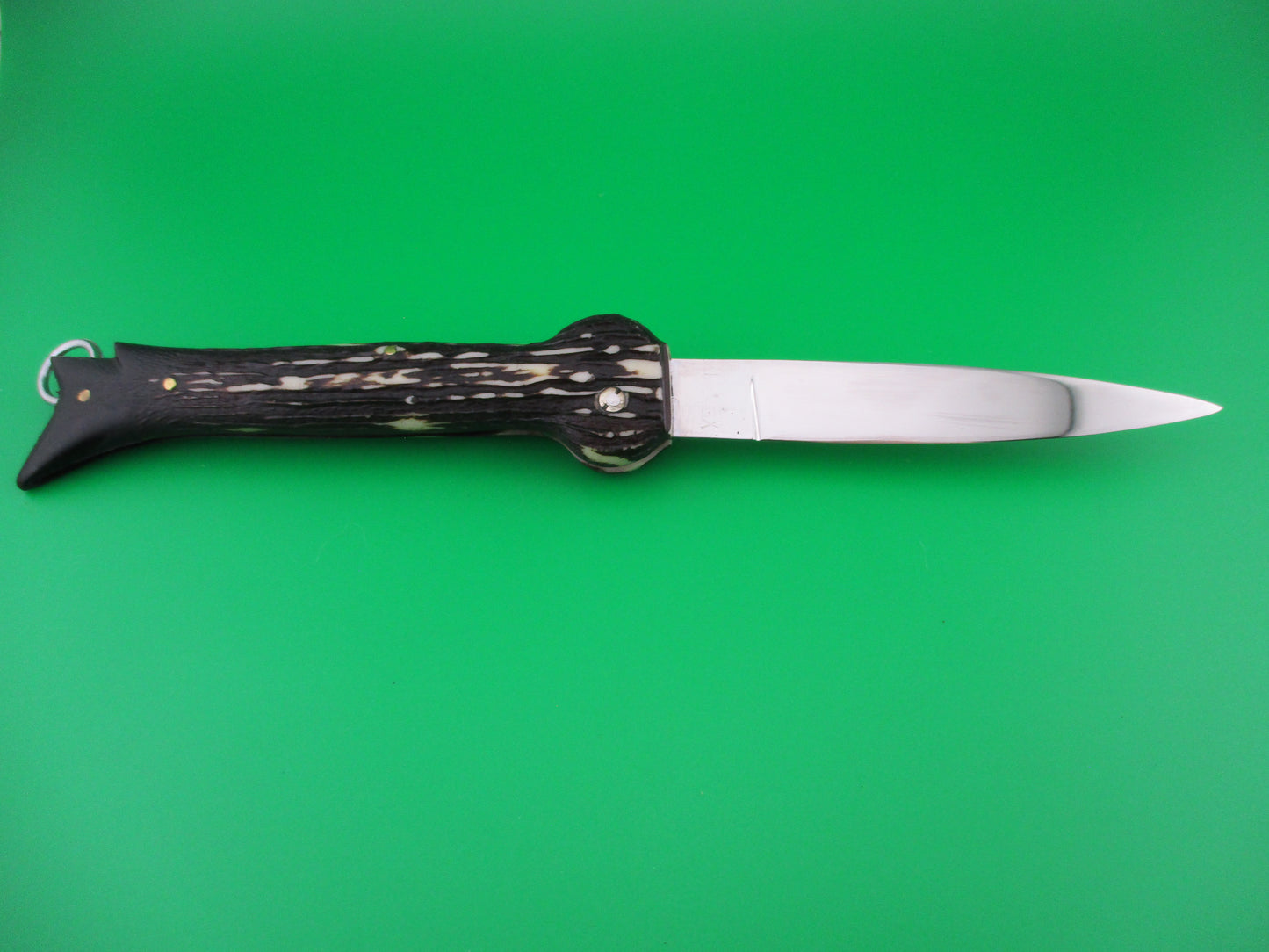 Brevete SMASH INOX 25cm French Faux stag hoof automatic knife button safety