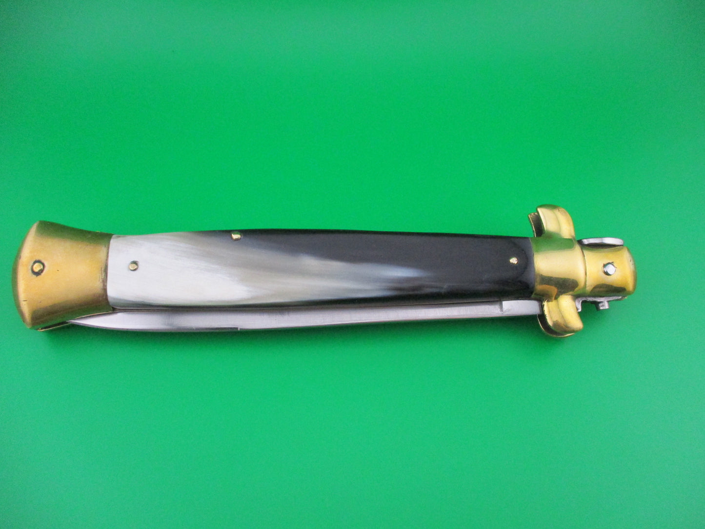 z ROSTFREI 38cm Italian Swivel bolster Horn Brass automatic knife
