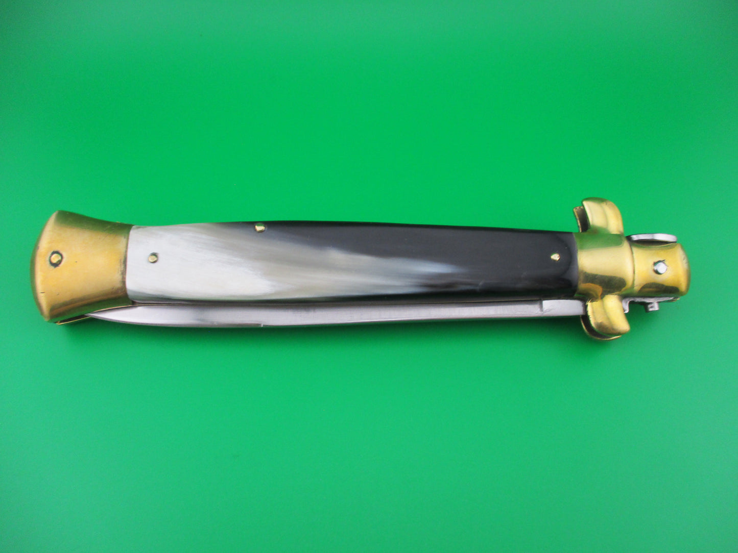 z ROSTFREI 38cm Italian Swivel bolster Horn Brass automatic knife