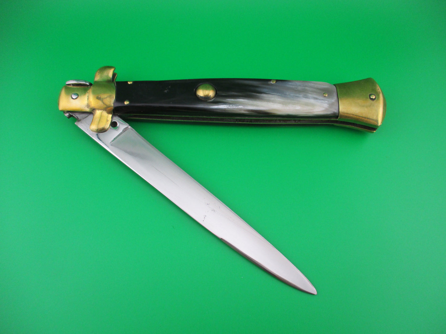 z ROSTFREI 38cm Italian Swivel bolster Horn Brass automatic knife