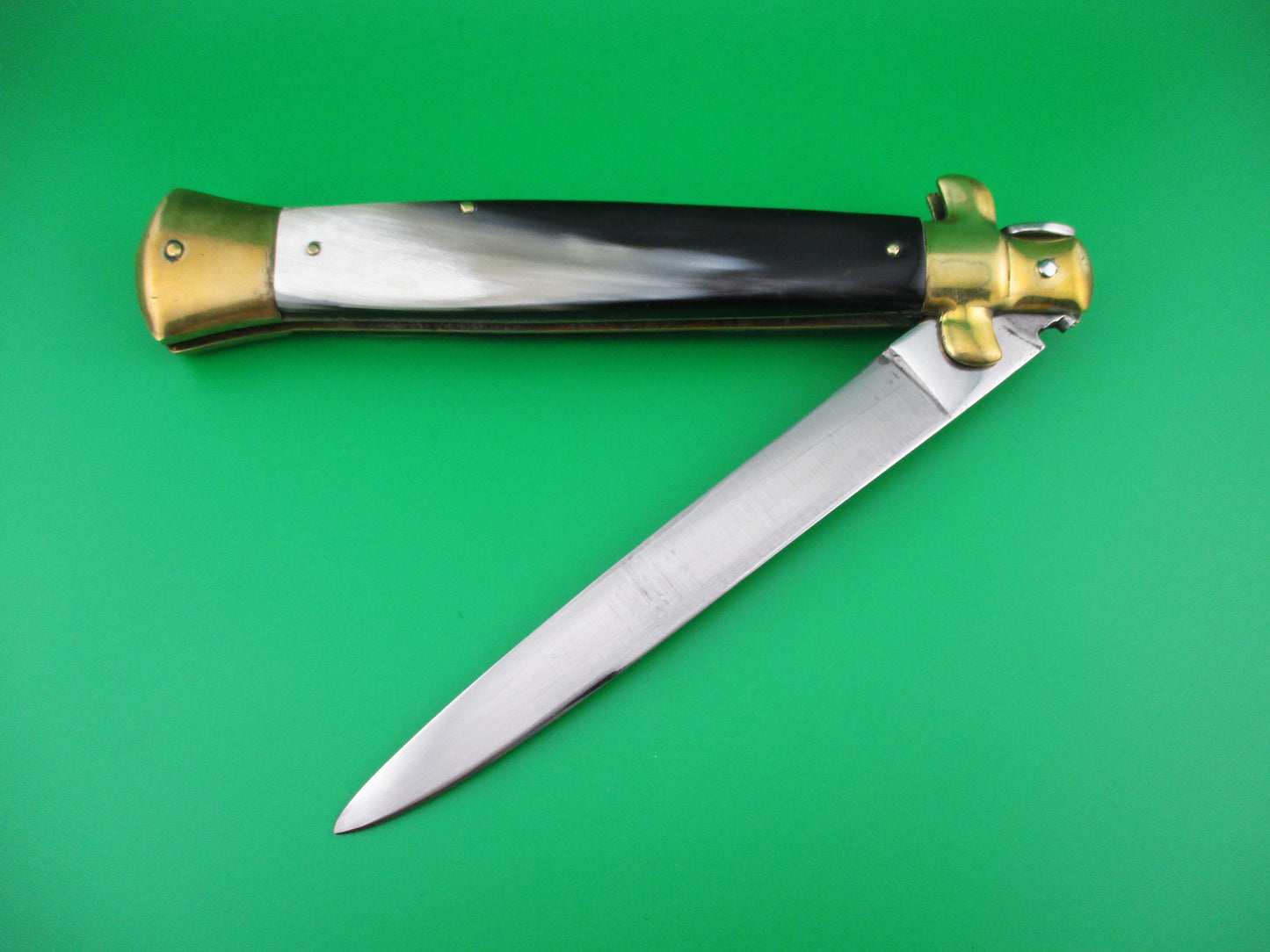 z ROSTFREI 38cm Italian Swivel bolster Horn Brass automatic knife