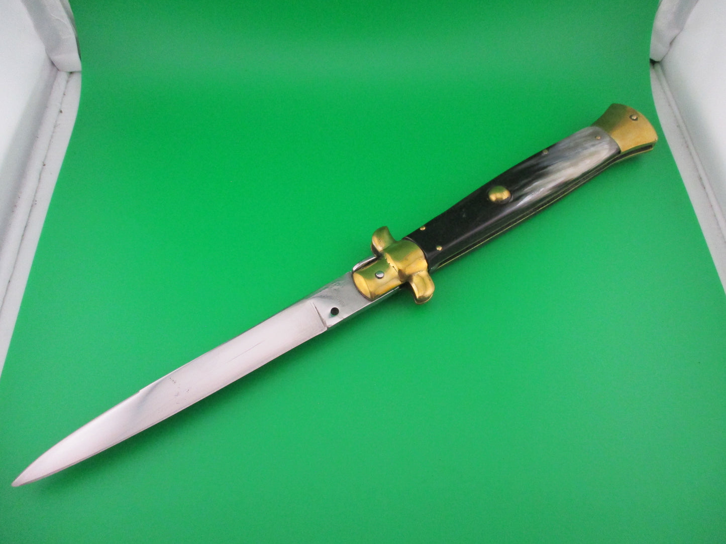 z ROSTFREI 38cm Italian Swivel bolster Horn Brass automatic knife