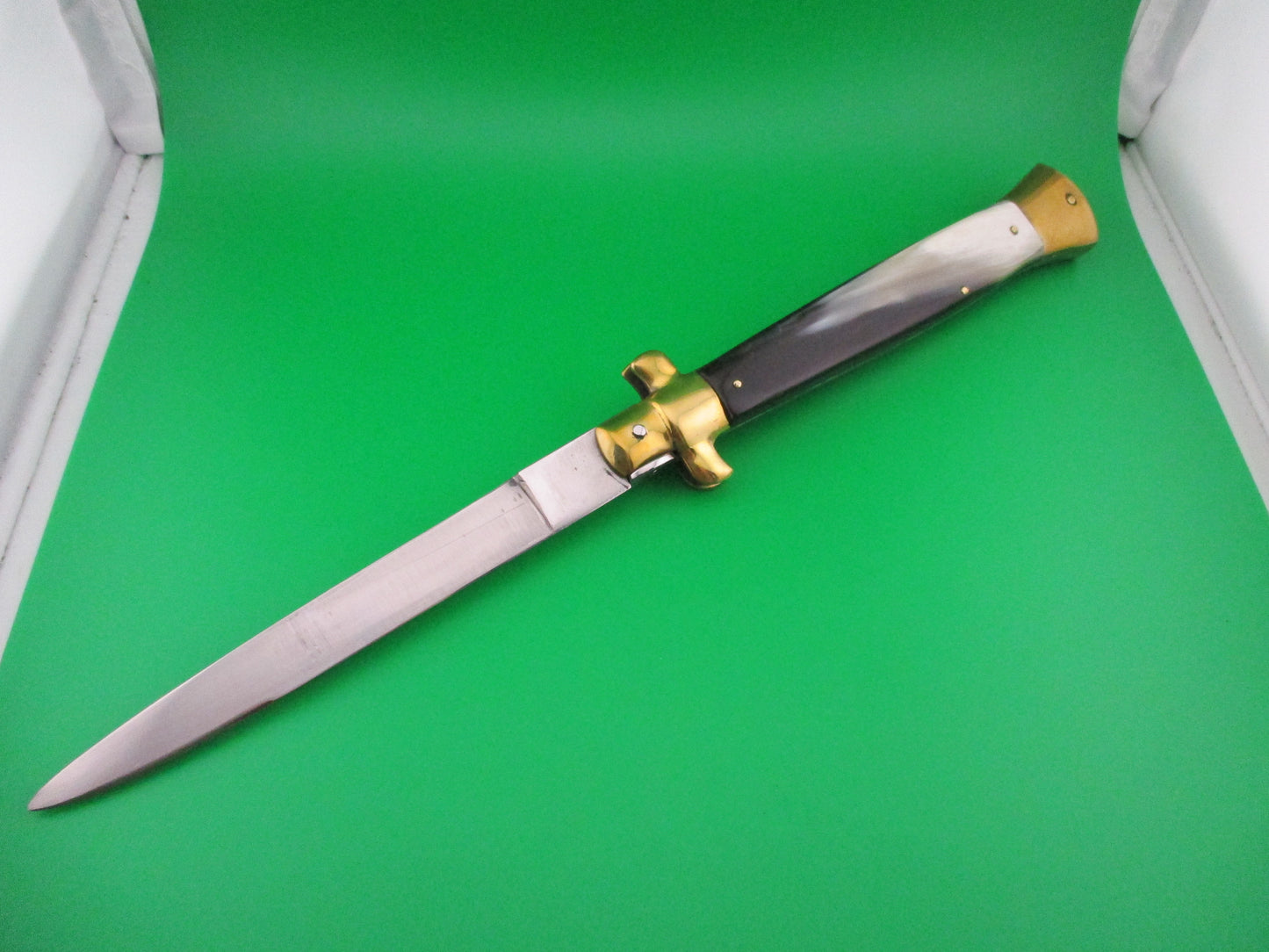 z ROSTFREI 38cm Italian Swivel bolster Horn Brass automatic knife