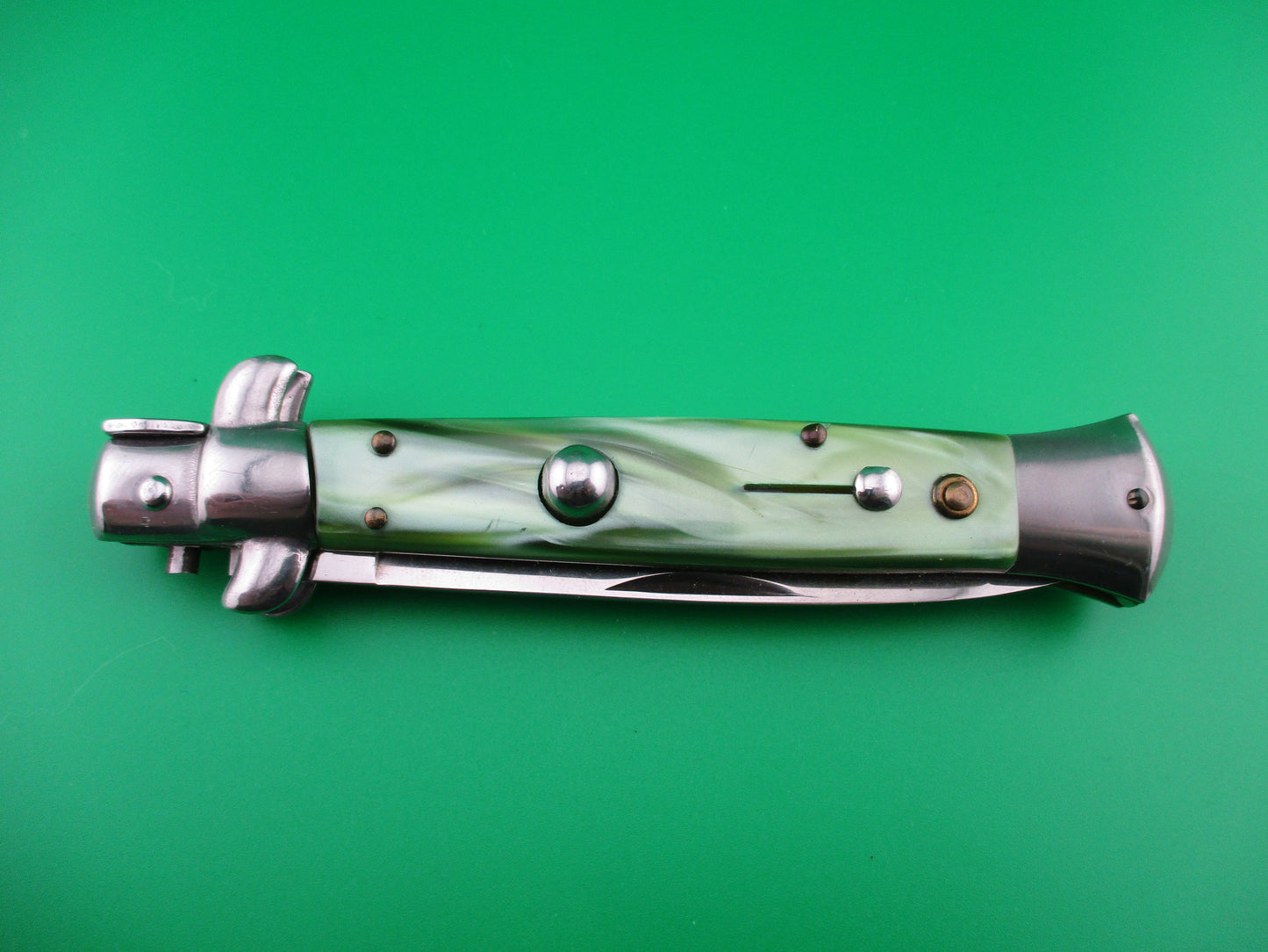 z ITALY STAINLESS 22cm Italian Stiletto Green pearlex automatic kit knife