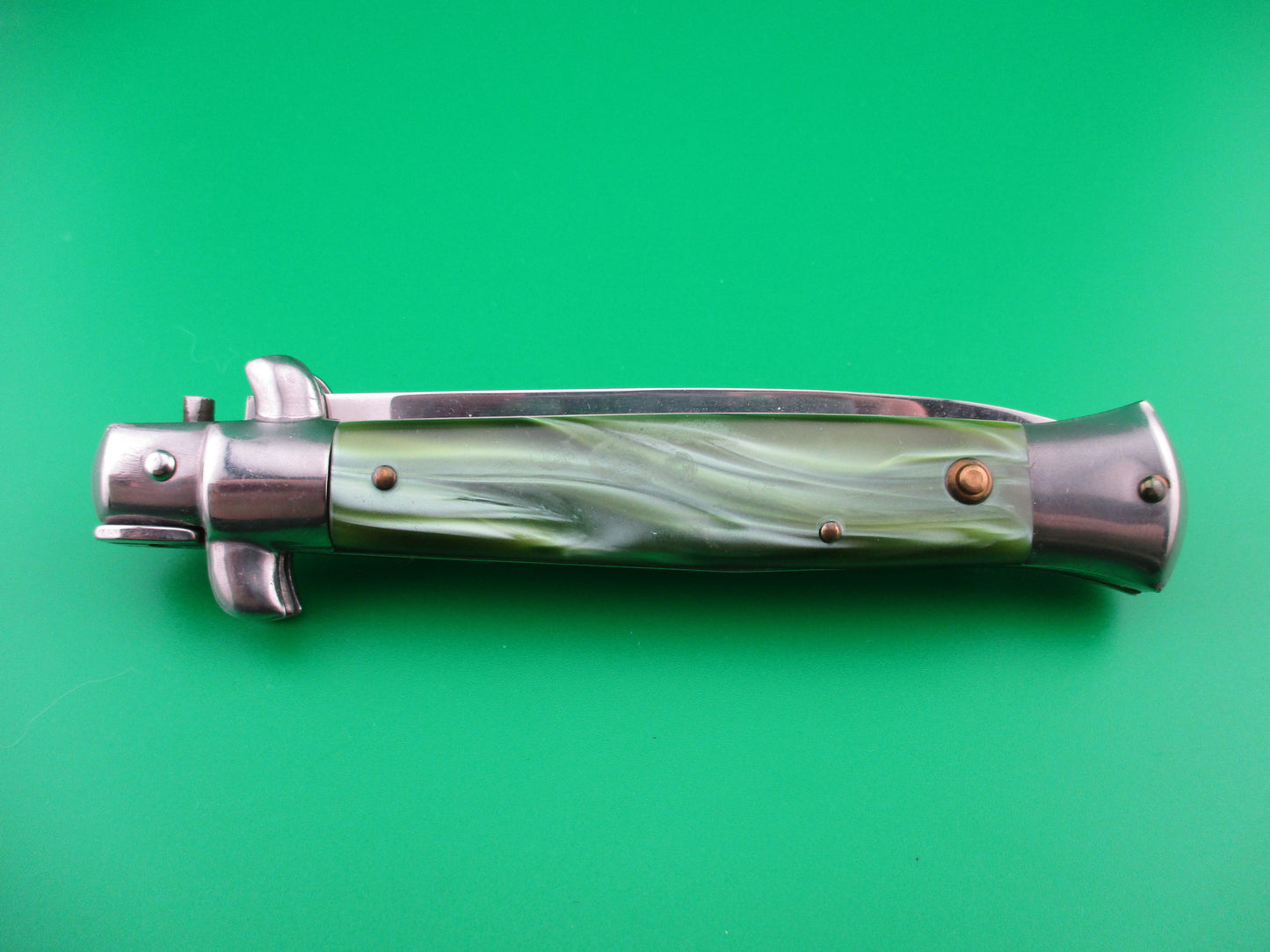 z ITALY STAINLESS 22cm Italian Stiletto Green pearlex automatic kit knife