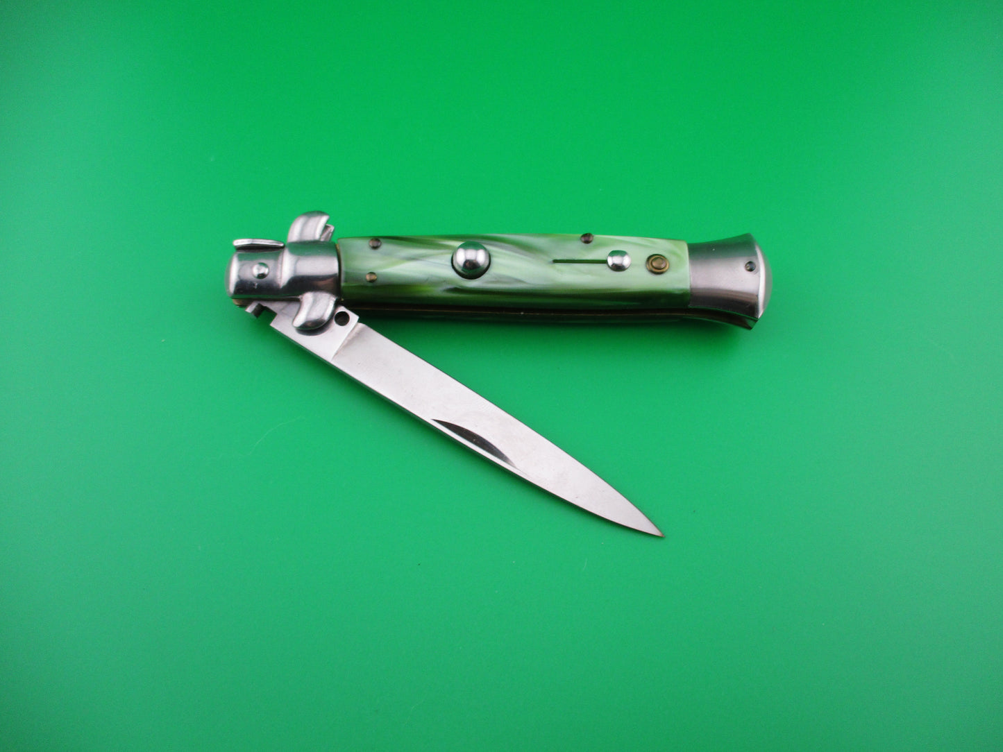 z ITALY STAINLESS 22cm Italian Stiletto Green pearlex automatic kit knife