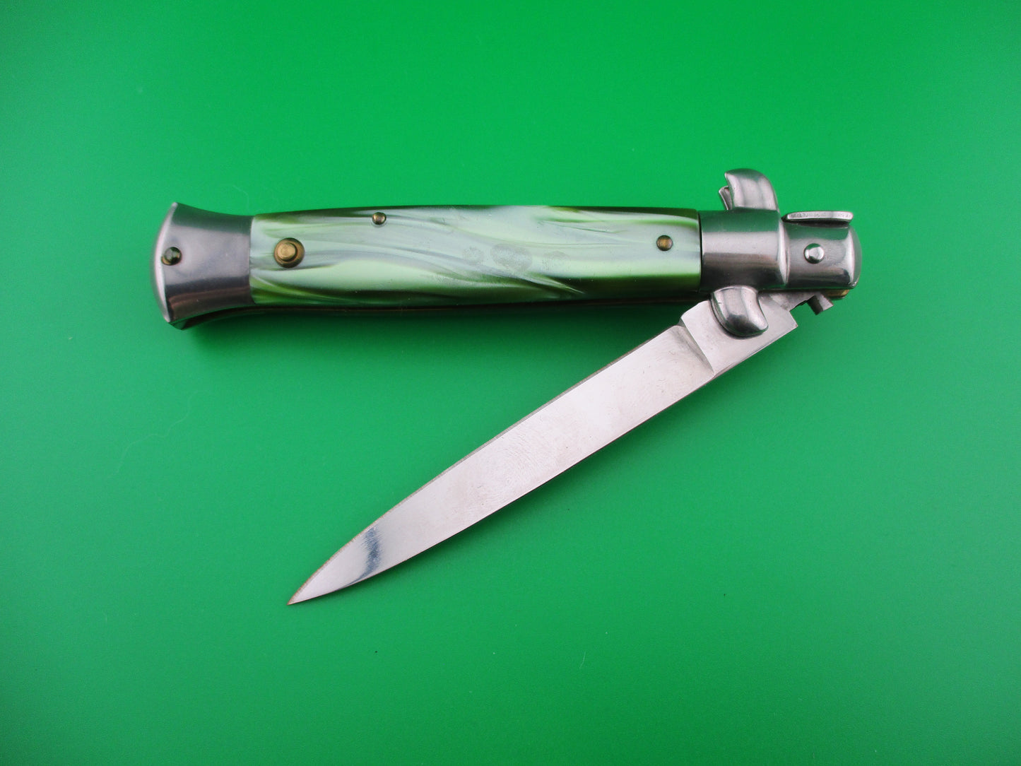 z ITALY STAINLESS 22cm Italian Stiletto Green pearlex automatic kit knife