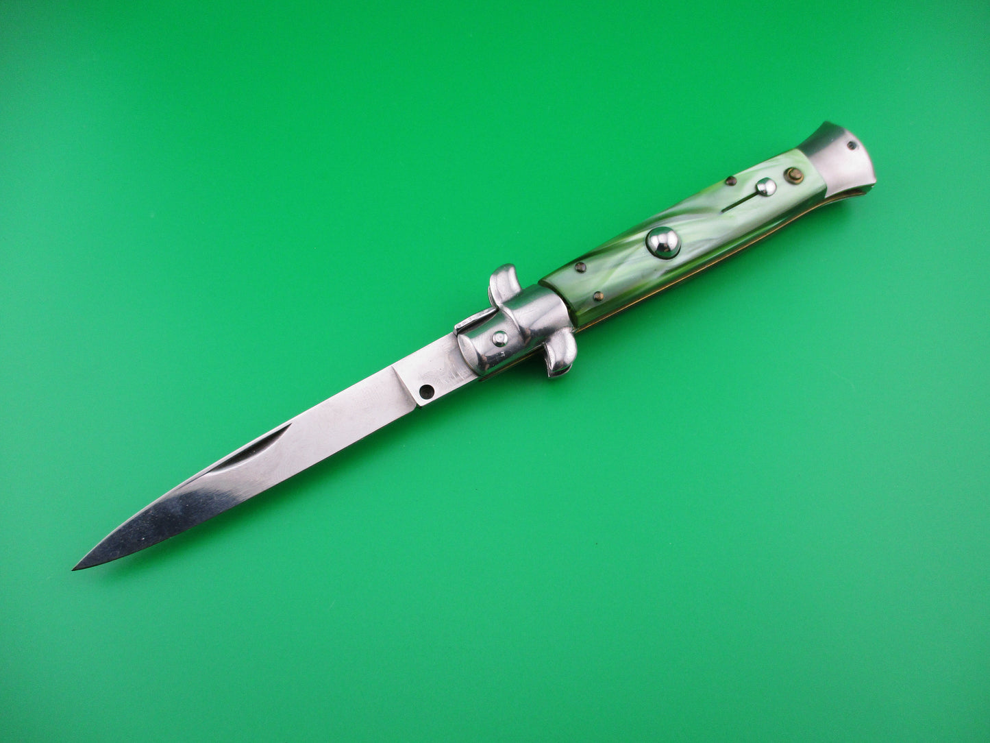 z ITALY STAINLESS 22cm Italian Stiletto Green pearlex automatic kit knife