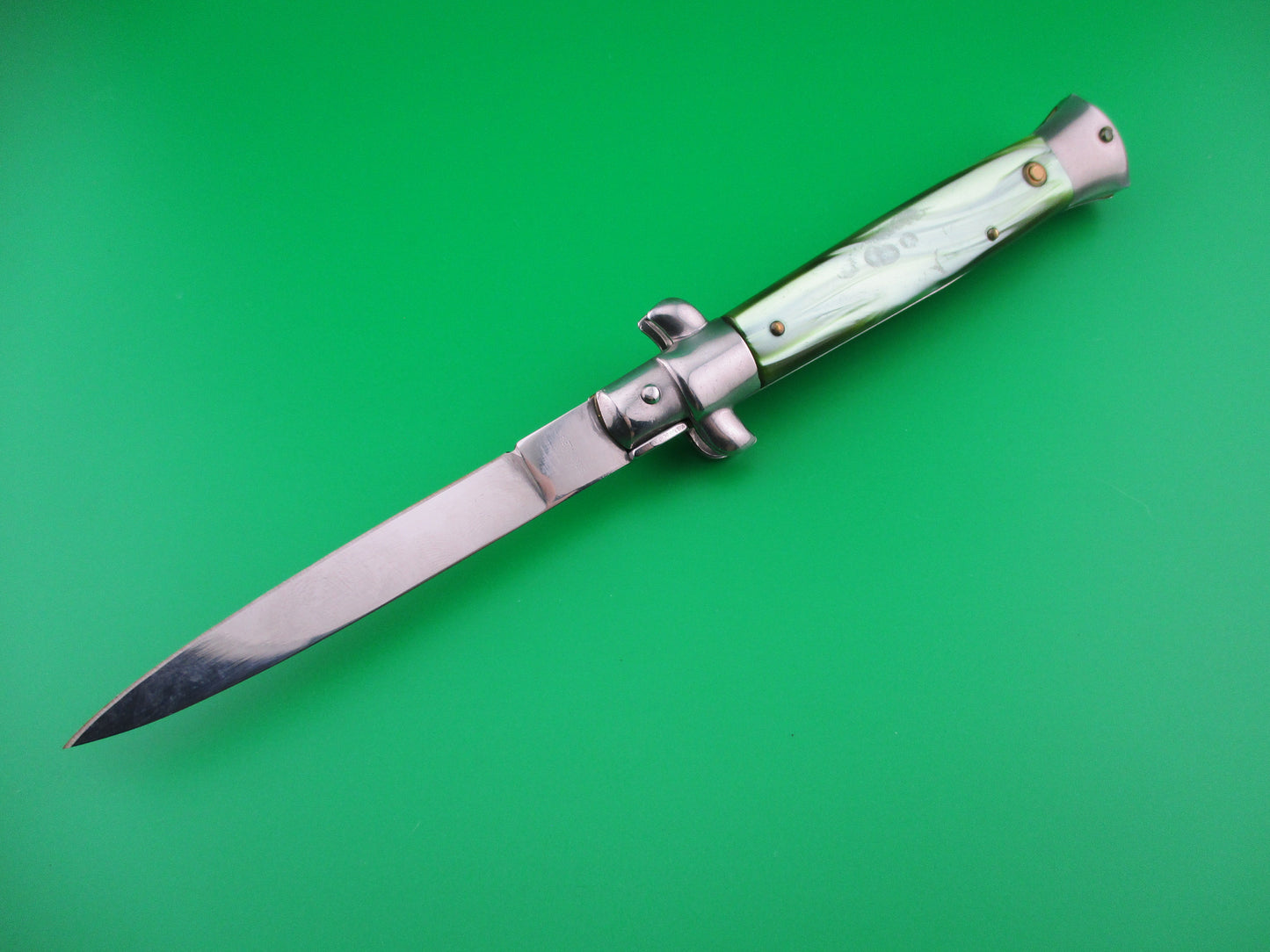 z ITALY STAINLESS 22cm Italian Stiletto Green pearlex automatic kit knife