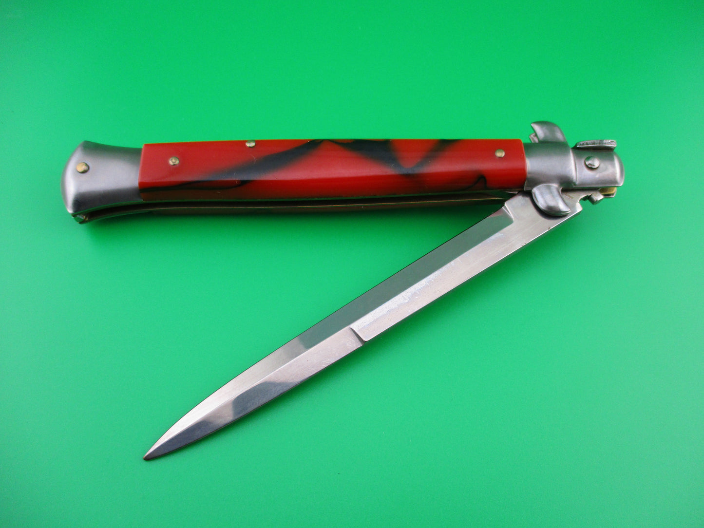 z ITALY STAINLESS 28cm Italian Swivel bolster automatic knife Red & Black