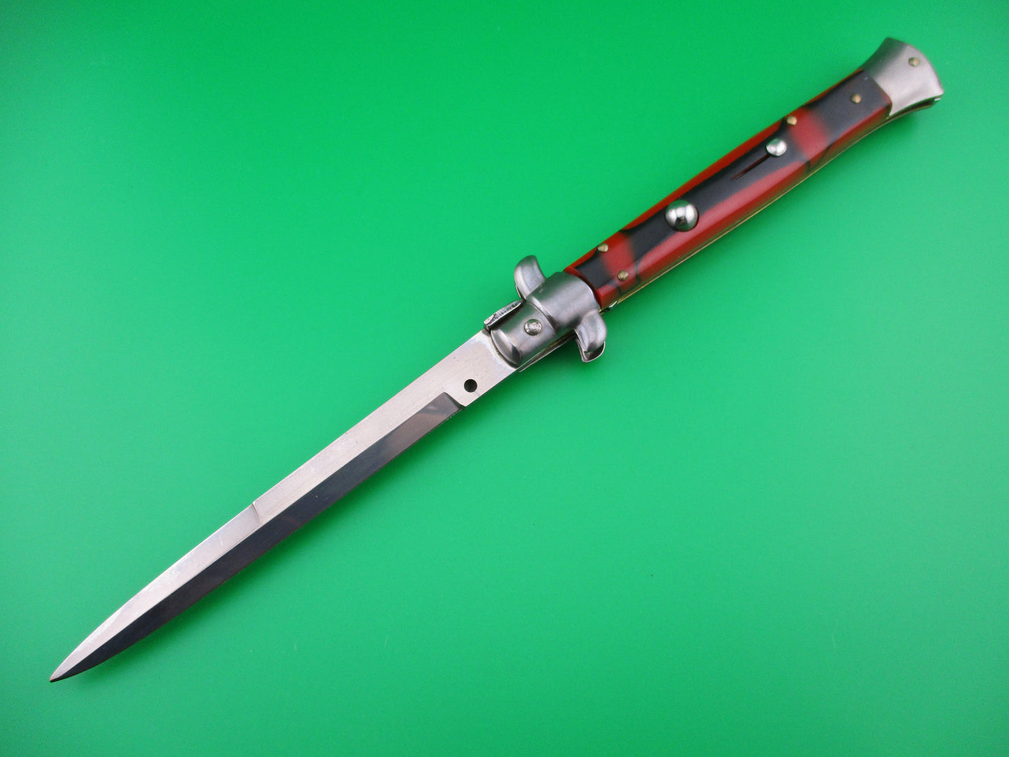 z ITALY STAINLESS 28cm Italian Swivel bolster automatic knife Red & Black