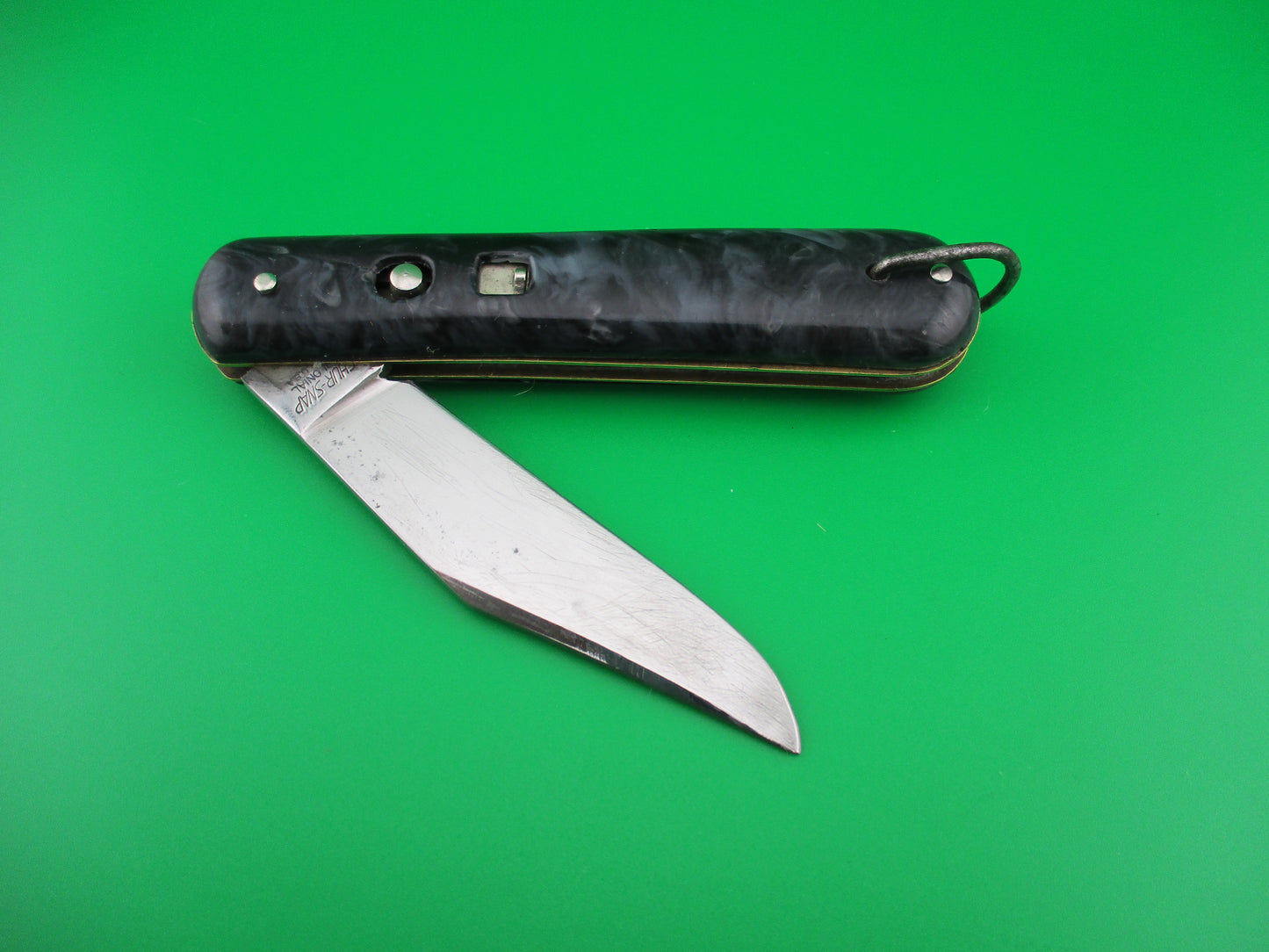 z COLONIAL SHUR-SNAP Fatjack Black & Gray swirl vintage 1950s switchblade knife
