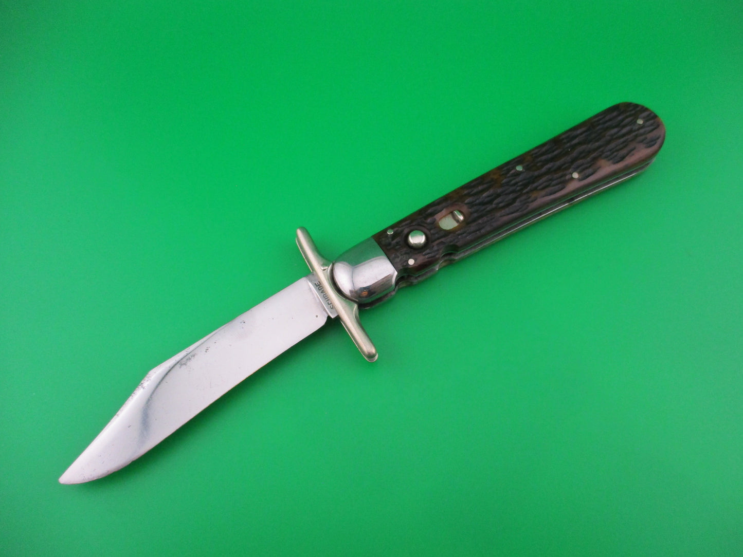 Schrade Cut Co Hunters Pride # G1543 3/4 bone Folding guard switchblade knife