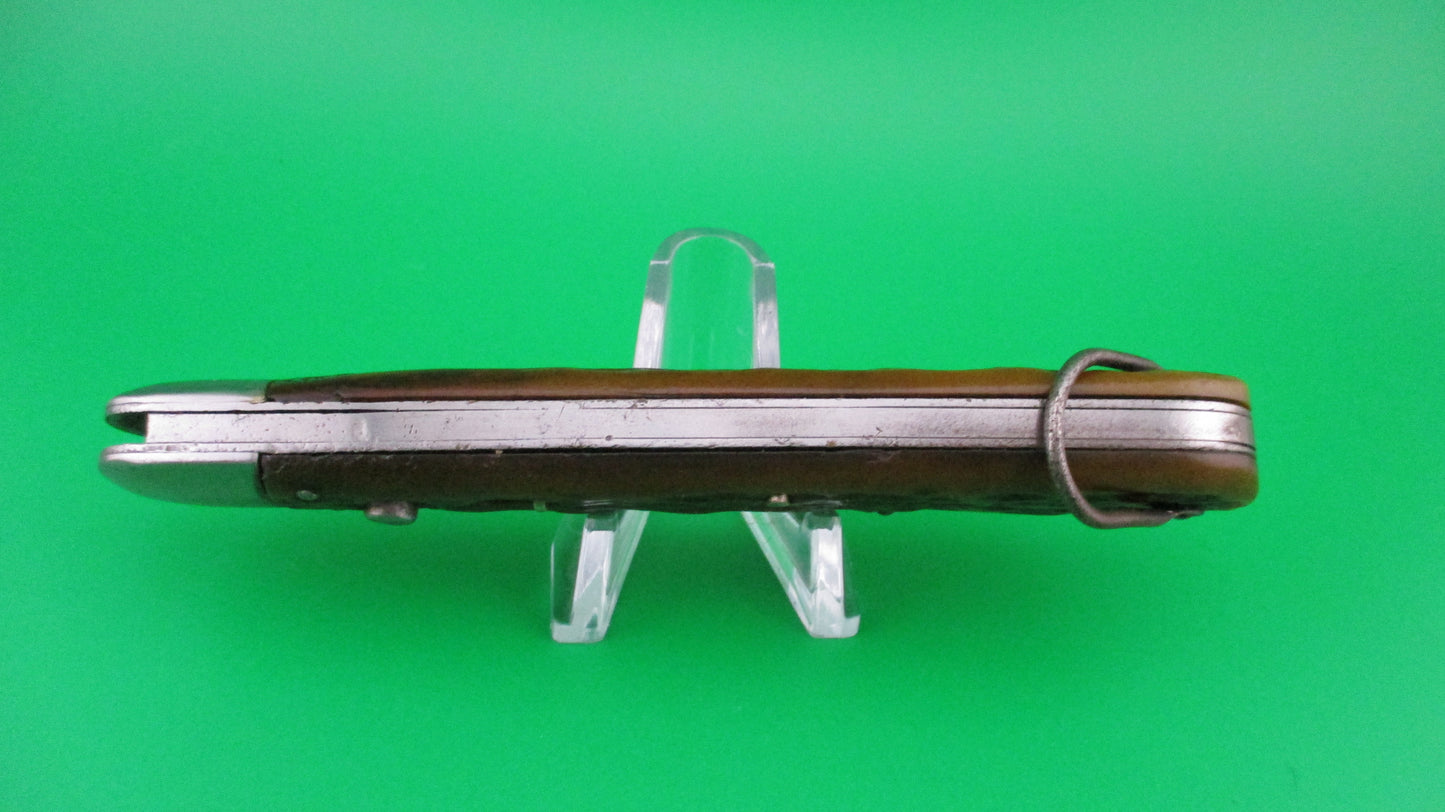 PRESTO SMALL STAMP Early Hunter Bone Lanyard ring switchblade knife