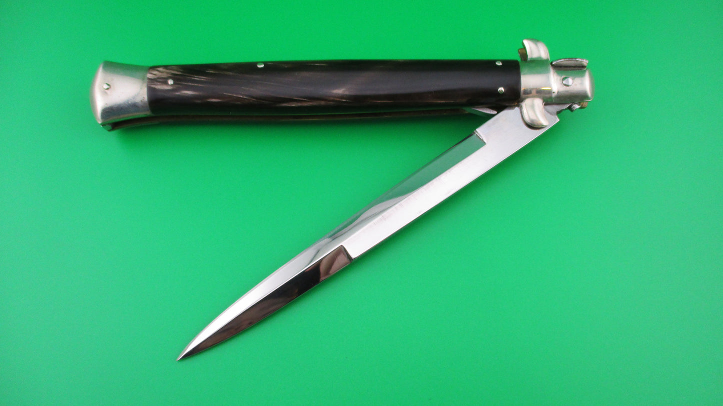 z AGA CAMPOLIN 33cm Picklock Stiletto Brown streaked horn NOS automatic knife