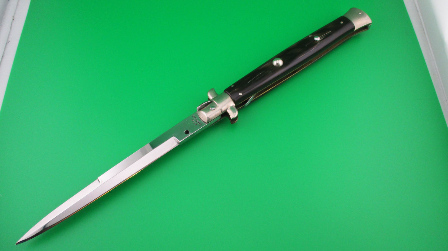 z AGA CAMPOLIN 33cm Picklock Stiletto Brown streaked horn NOS automatic knife
