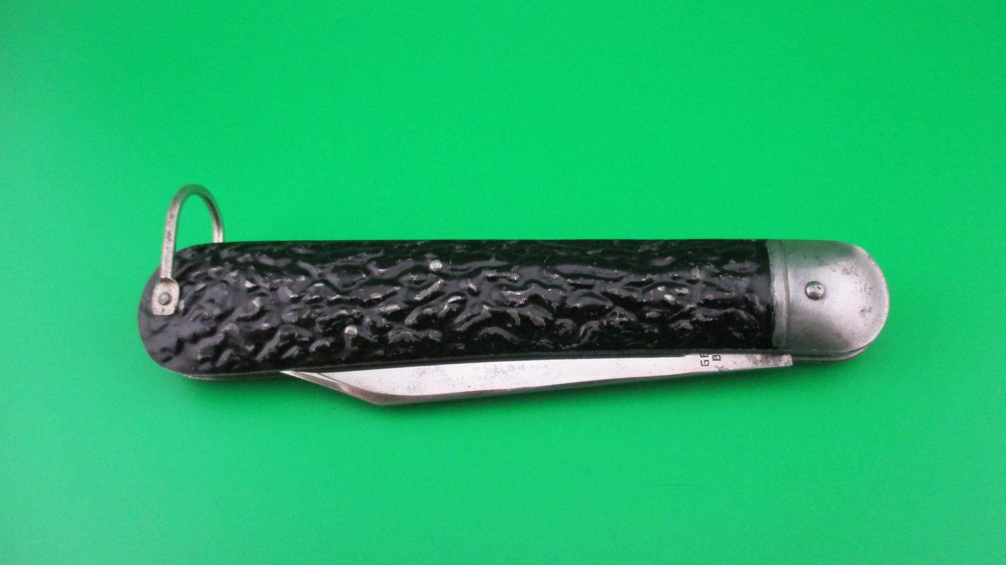 Presto Paratrooper style Hunter Black Metal switchblade with lanyard