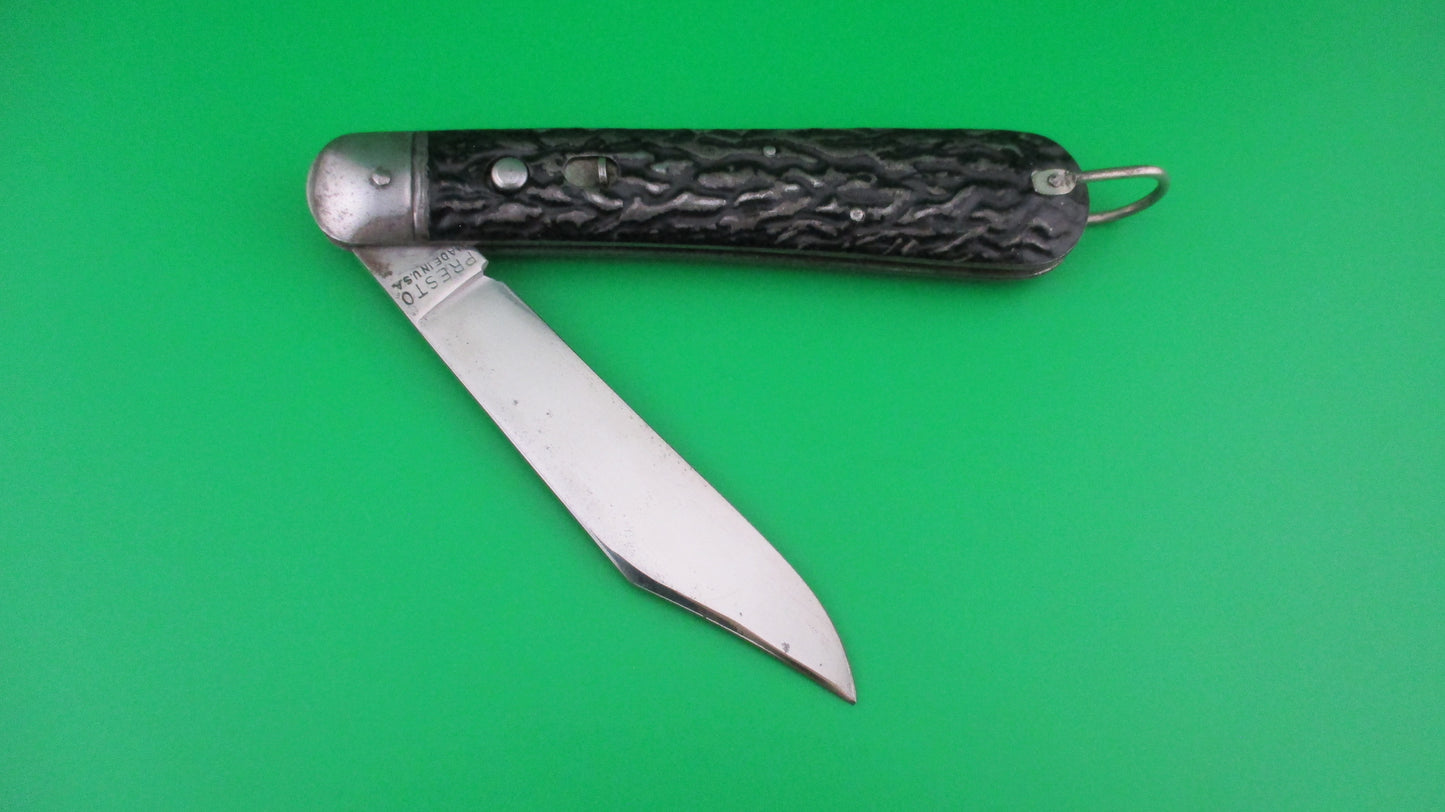 Presto Paratrooper style Hunter Black Metal switchblade with lanyard