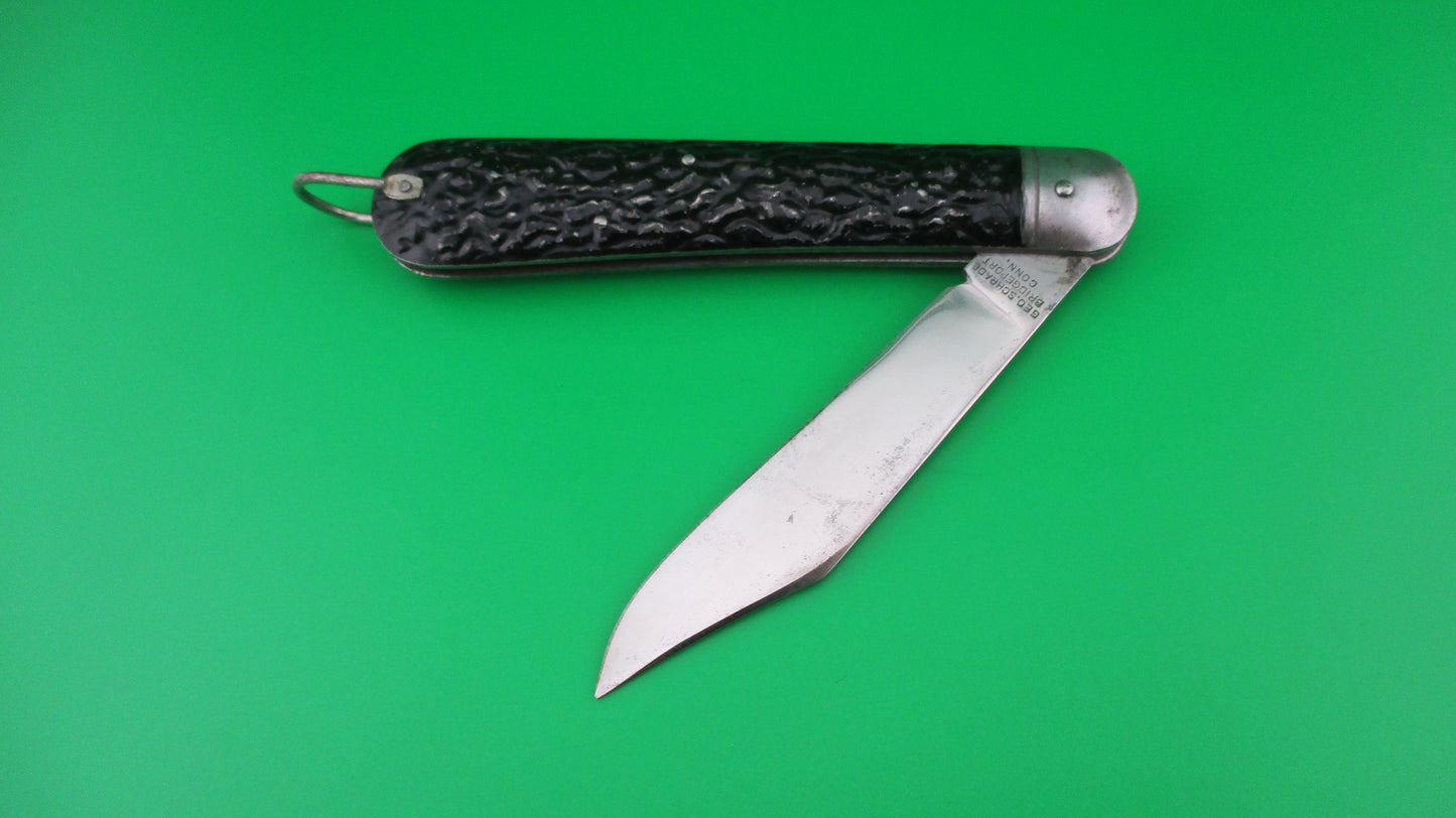 Presto Paratrooper style Hunter Black Metal switchblade with lanyard