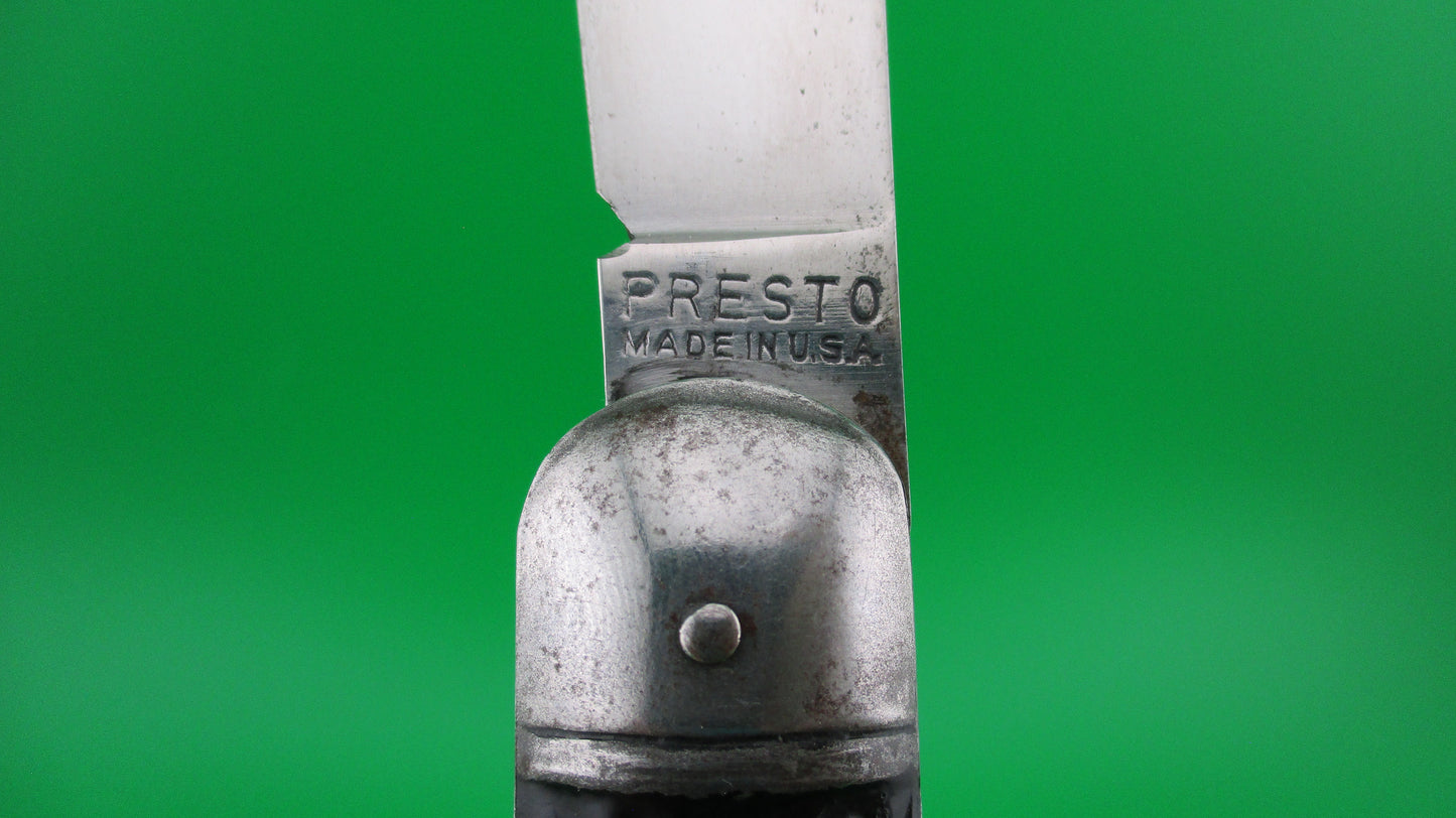 Presto Paratrooper style Hunter Black Metal switchblade with lanyard