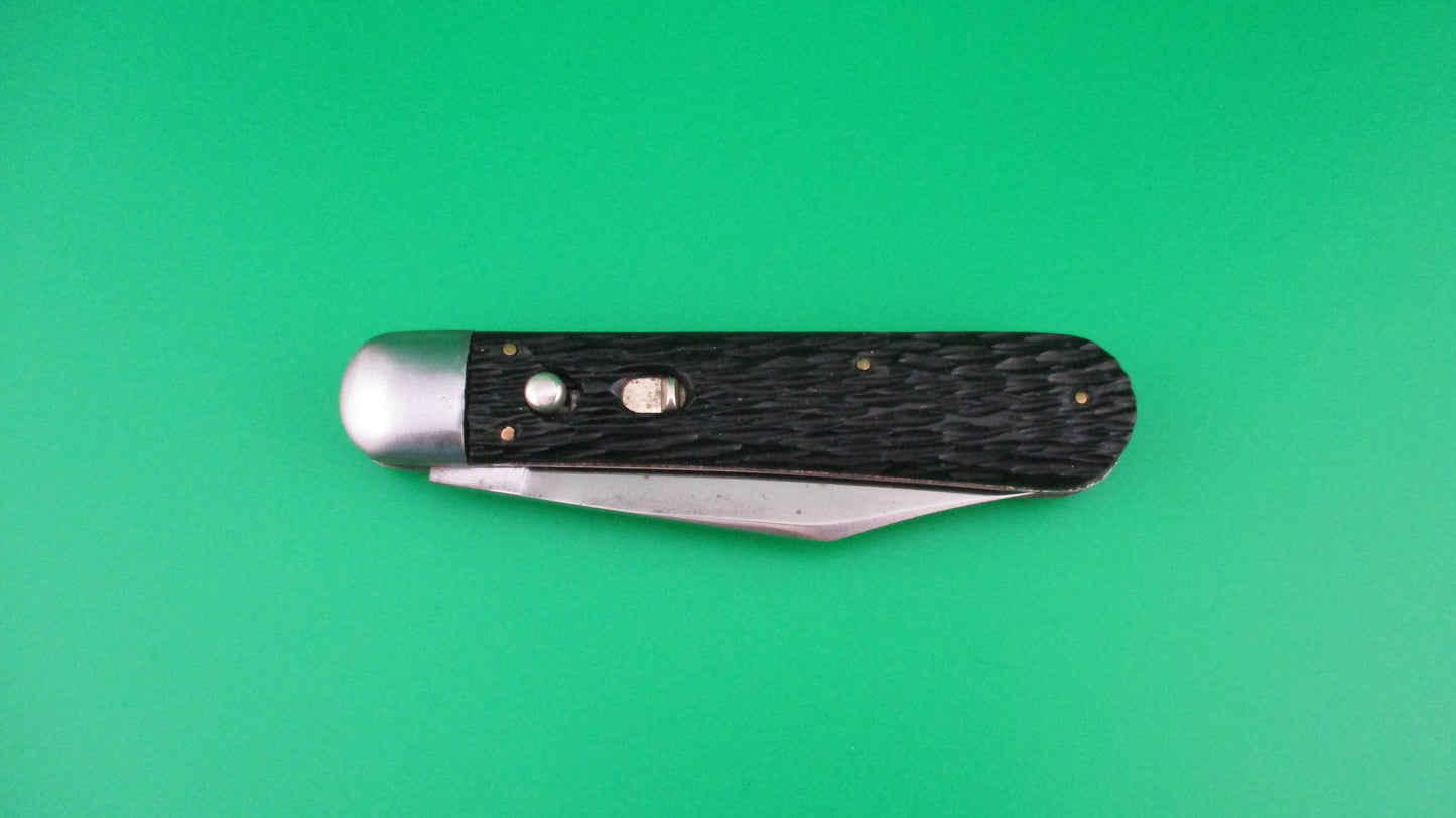 z SCHRADE WALDEN 155 Scout Black jigged vintage automatic knife