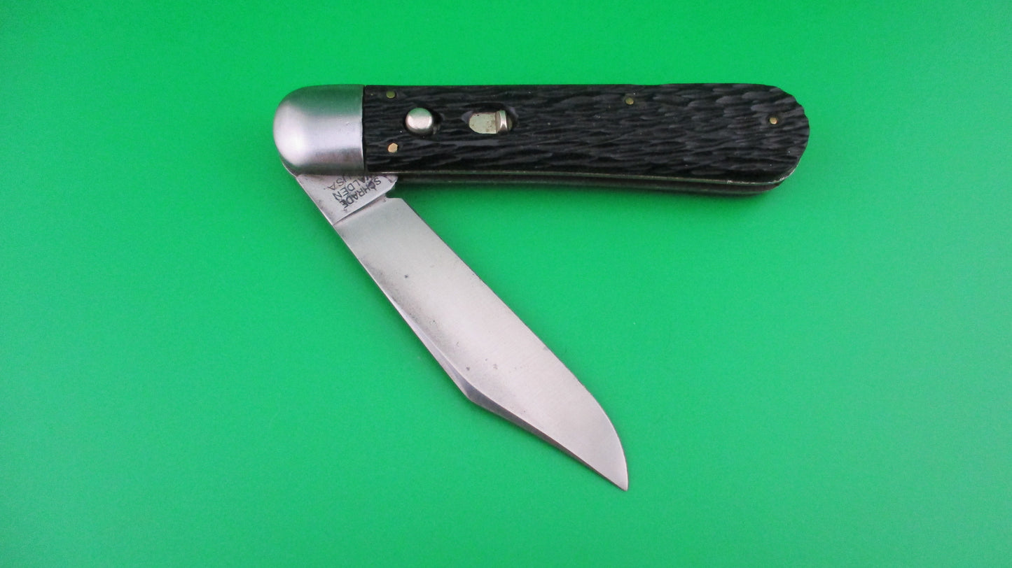 z SCHRADE WALDEN 155 Scout Black jigged vintage automatic knife