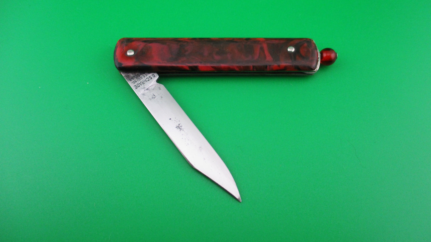 GEORGE SCHRADE KNIFE CO Pullball Red swirl vintage switchblade