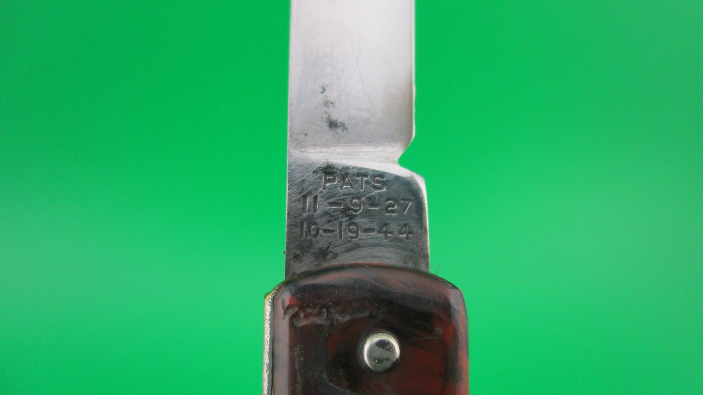 GEORGE SCHRADE KNIFE CO Pullball Red swirl vintage switchblade