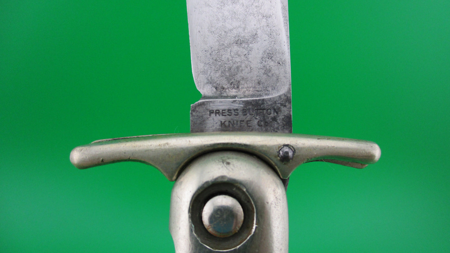 Press Button Knife Co VICTOR picked bone antique switchblade knife