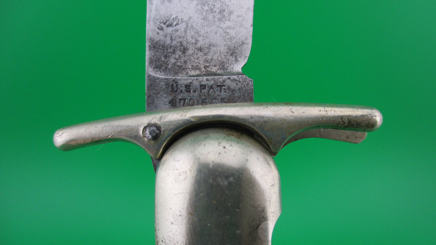Press Button Knife Co VICTOR picked bone antique switchblade knife