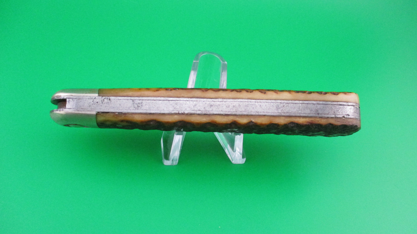 Press Button Knife Co VICTOR picked bone antique switchblade knife
