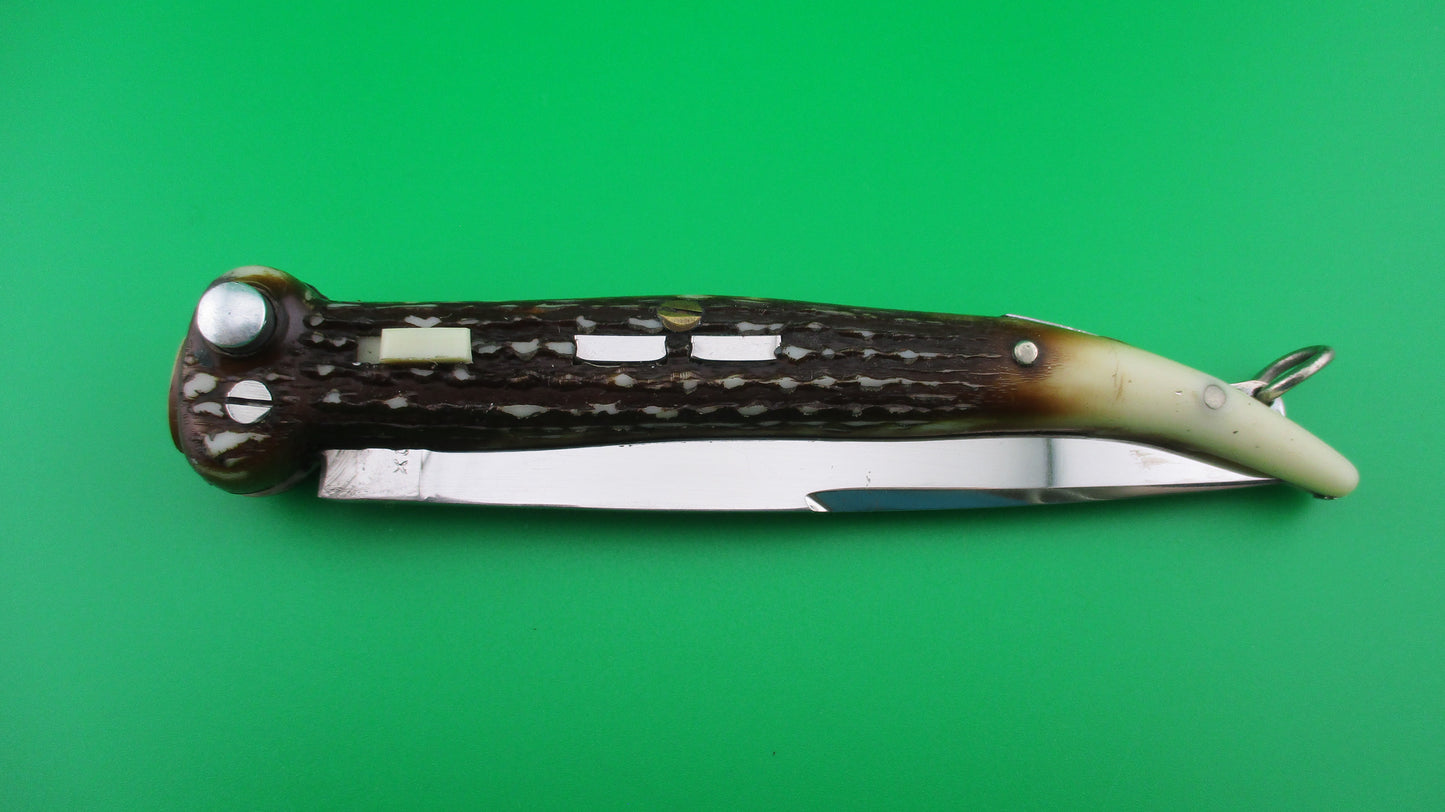 Brevete SMASH INOX 24cm French Faux Stag toothpick automatic knife