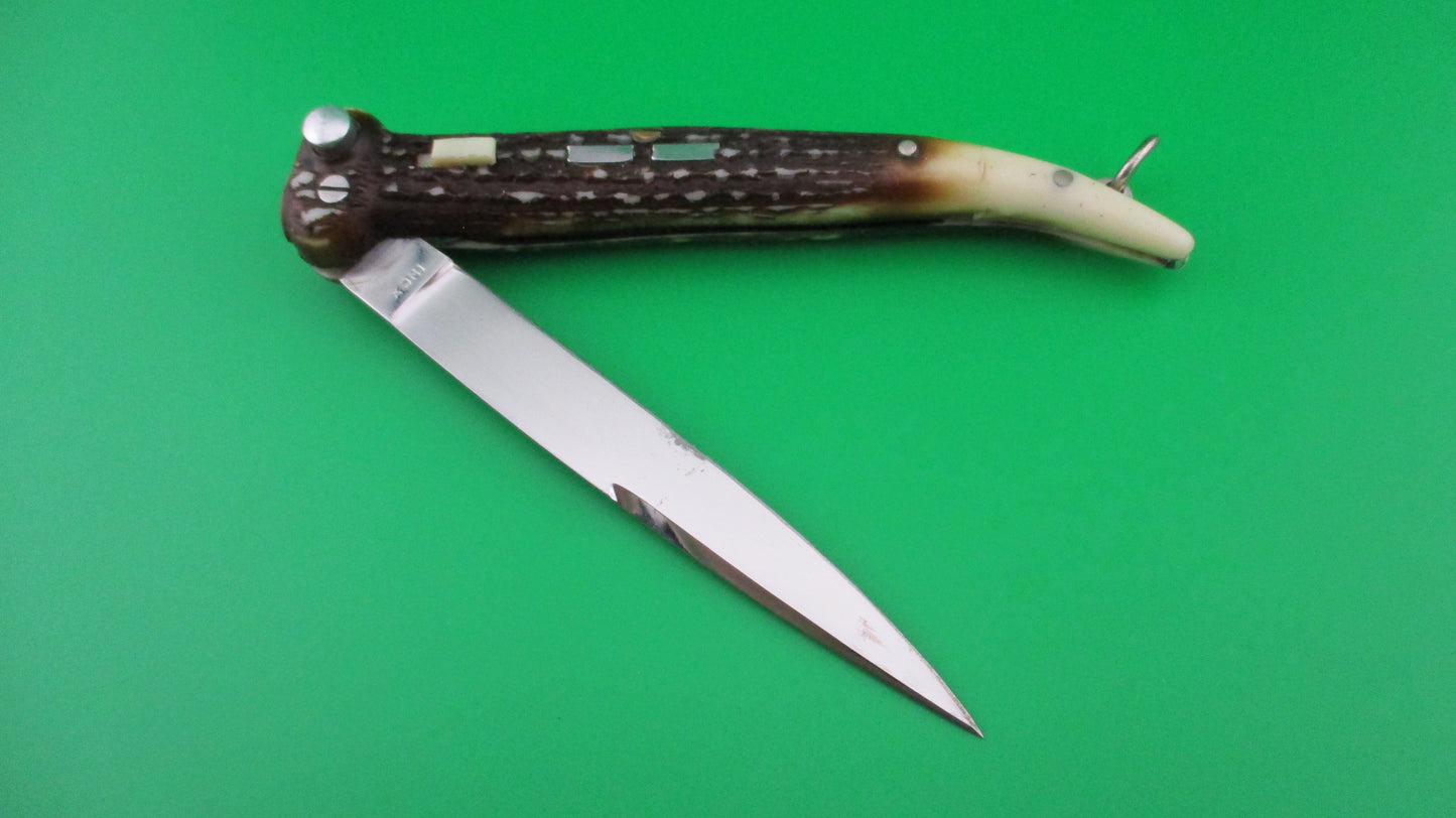 Brevete SMASH INOX 24cm French Faux Stag toothpick automatic knife