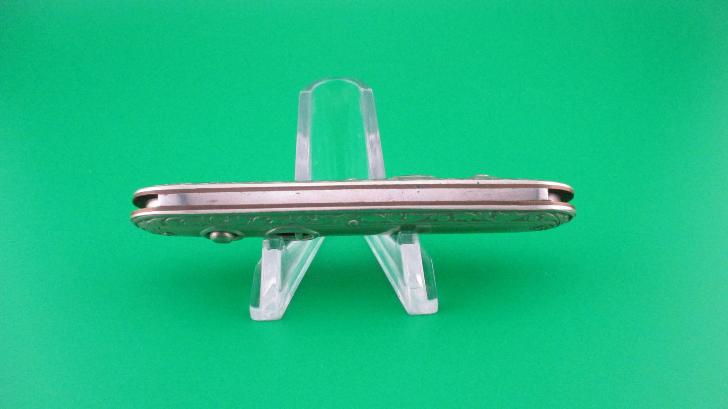 z SCHRADE CUT CO Medium double German Silver Deluxe Scroll switchblade knife Minty