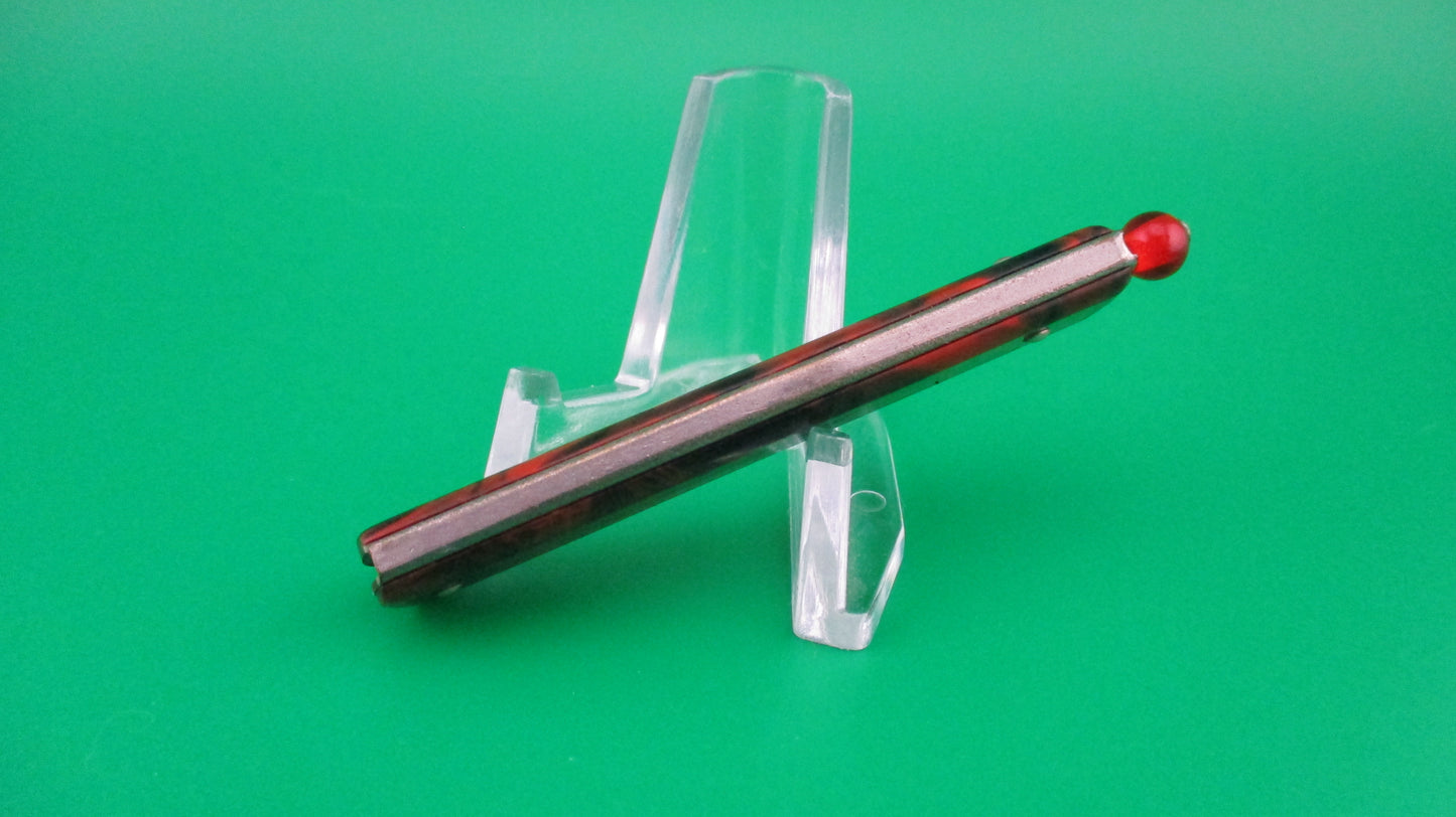 GEORGE SCHRADE KNIFE CO Pullball Red swirl vintage switchblade original sheath