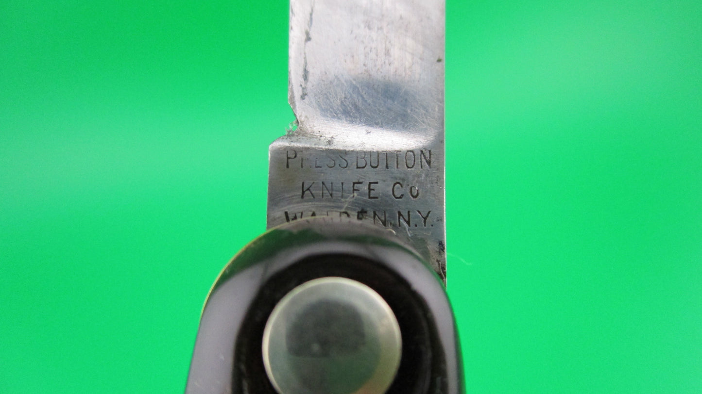 z Press Button Knife Co medium double Tortoise Cell etched STILETTO w/ sword