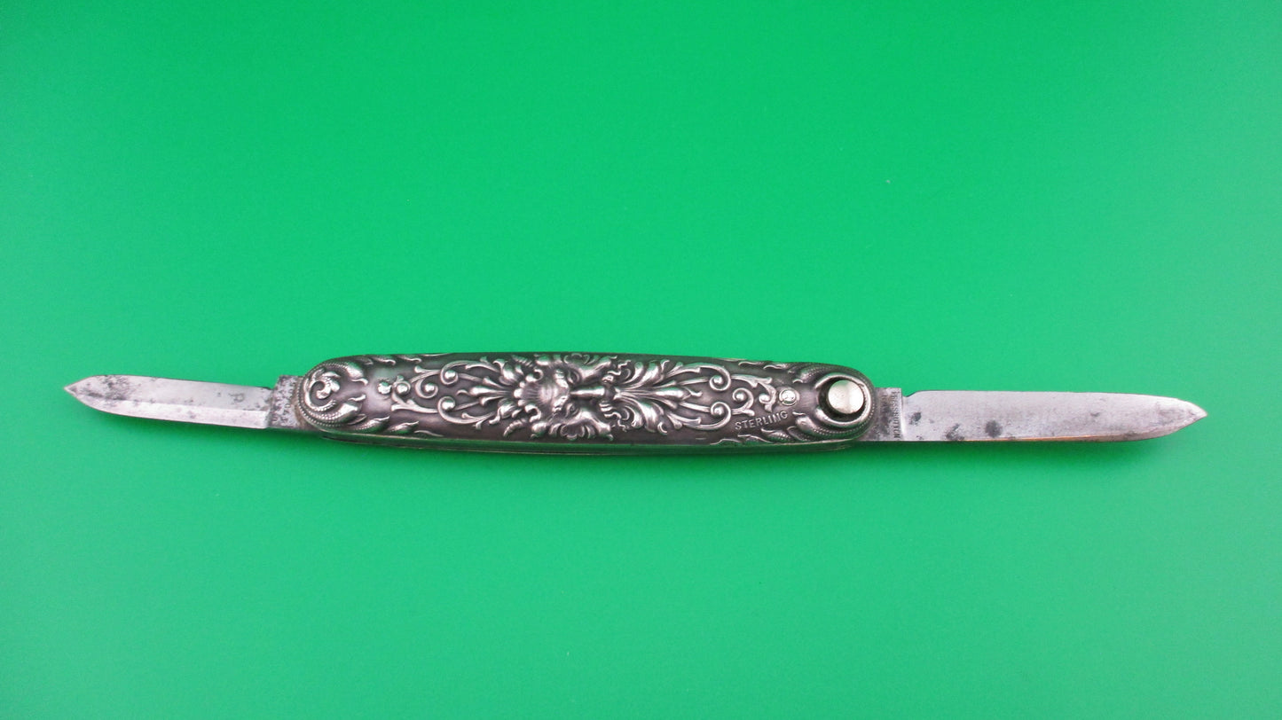 Press Button Knife Co Medium double Sterling Silver Satyr switchblade