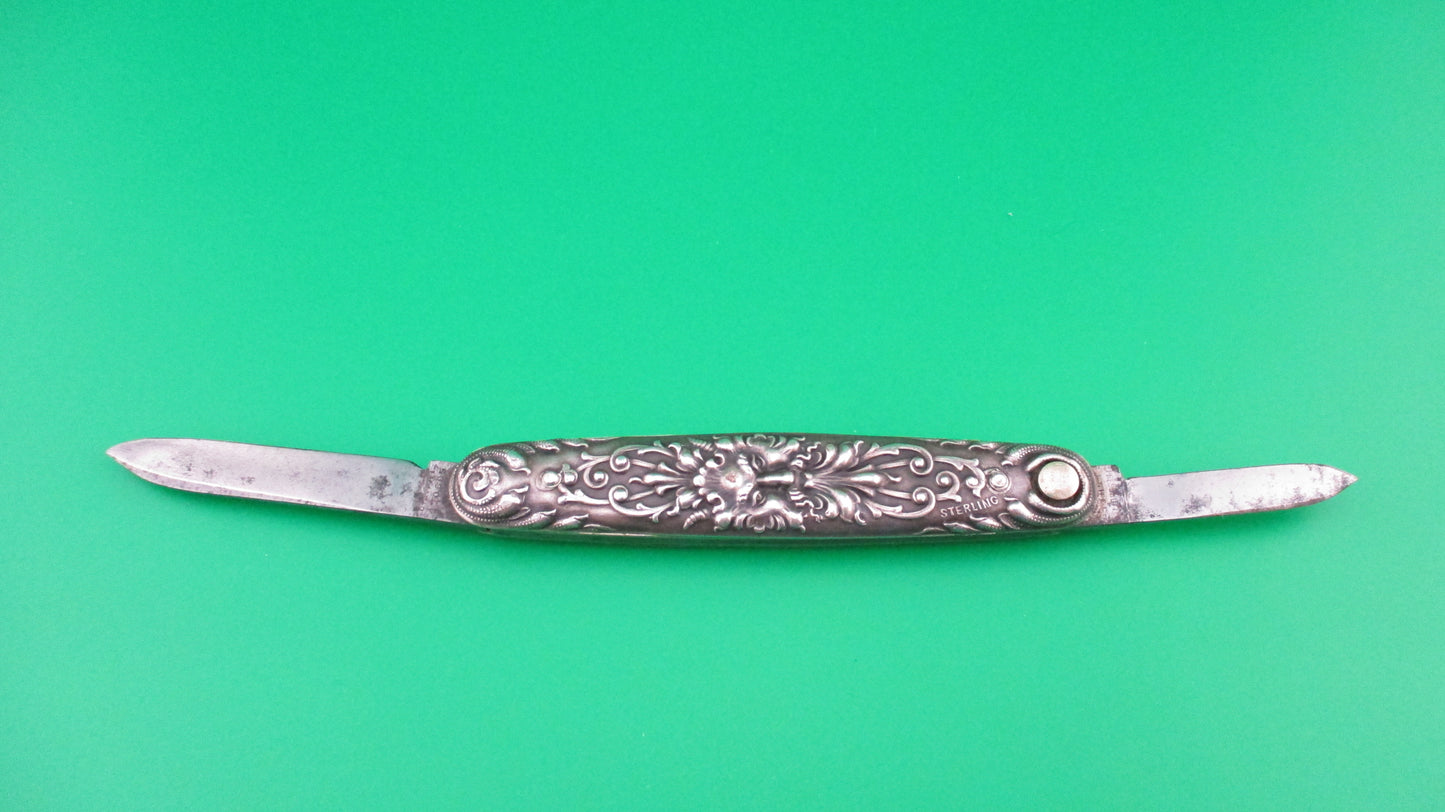 Press Button Knife Co Medium double Sterling Silver Satyr switchblade