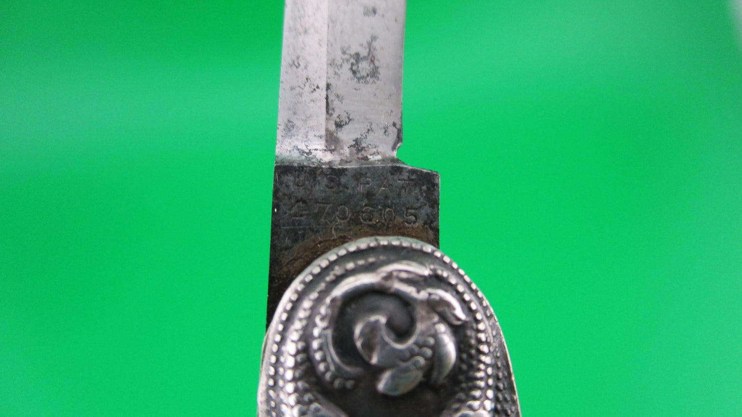 Press Button Knife Co Medium double Sterling Silver Satyr switchblade