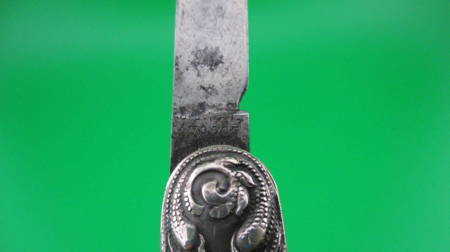 Press Button Knife Co Medium double Sterling Silver Satyr switchblade