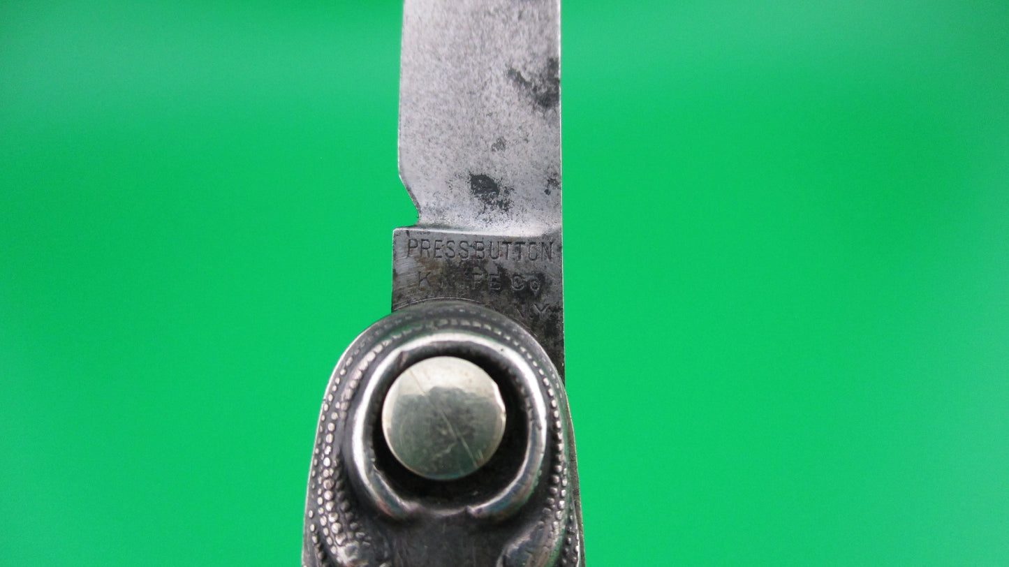 Press Button Knife Co Medium double Sterling Silver Satyr switchblade