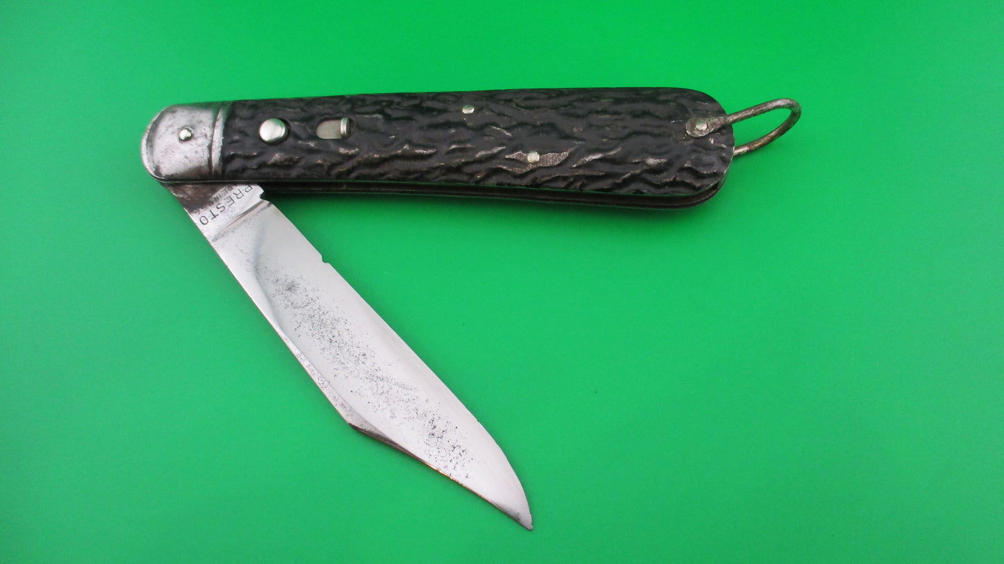 Presto Hunter Black Metal M2 paratrooper style switchblade knife with lanyard ring
