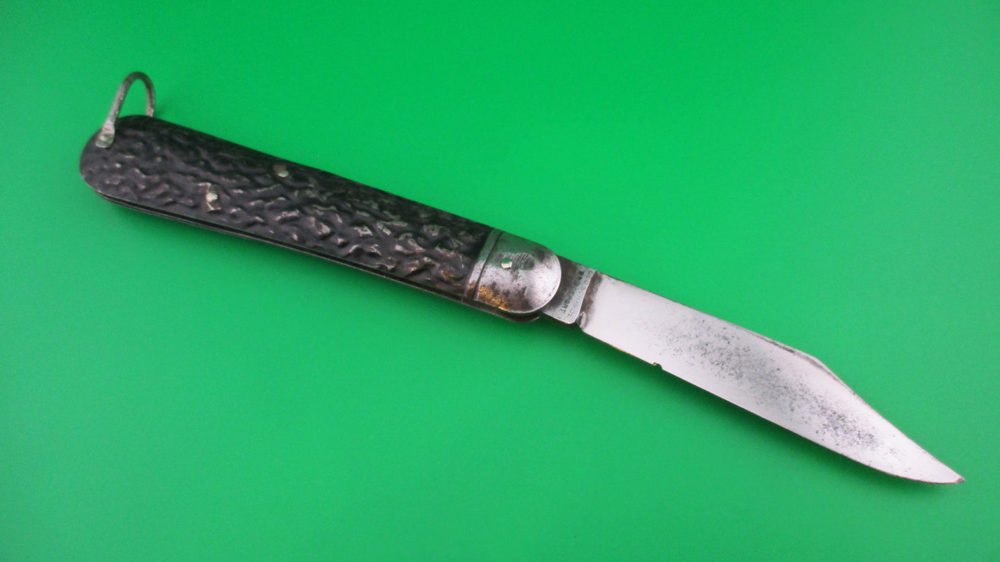 Presto Hunter Black Metal M2 paratrooper style switchblade knife with lanyard ring