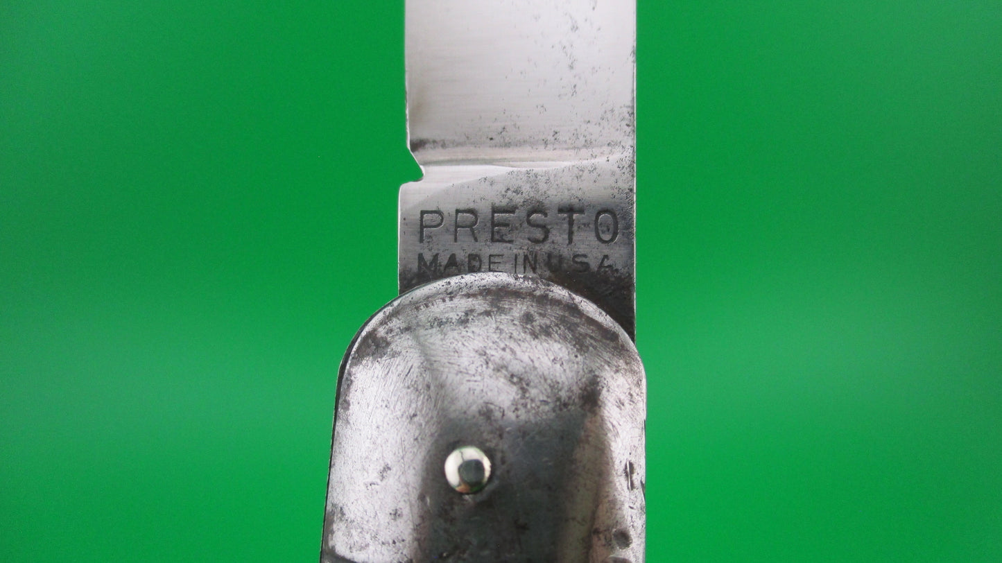 Presto Hunter Black Metal M2 paratrooper style switchblade knife with lanyard ring