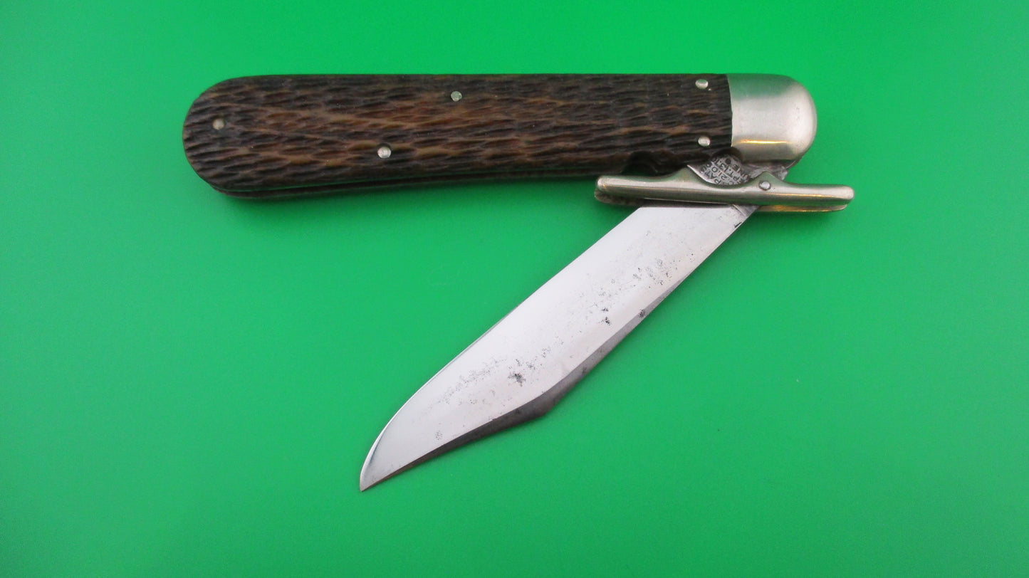 z SCHRADE CUT CO HUNTERS PRIDE Bone folding guard switchblade knife