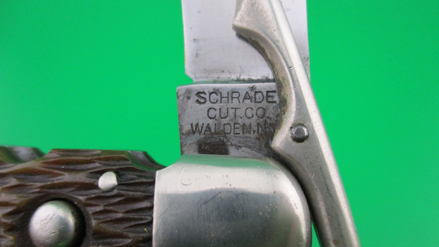 z SCHRADE CUT CO HUNTERS PRIDE Bone folding guard switchblade knife