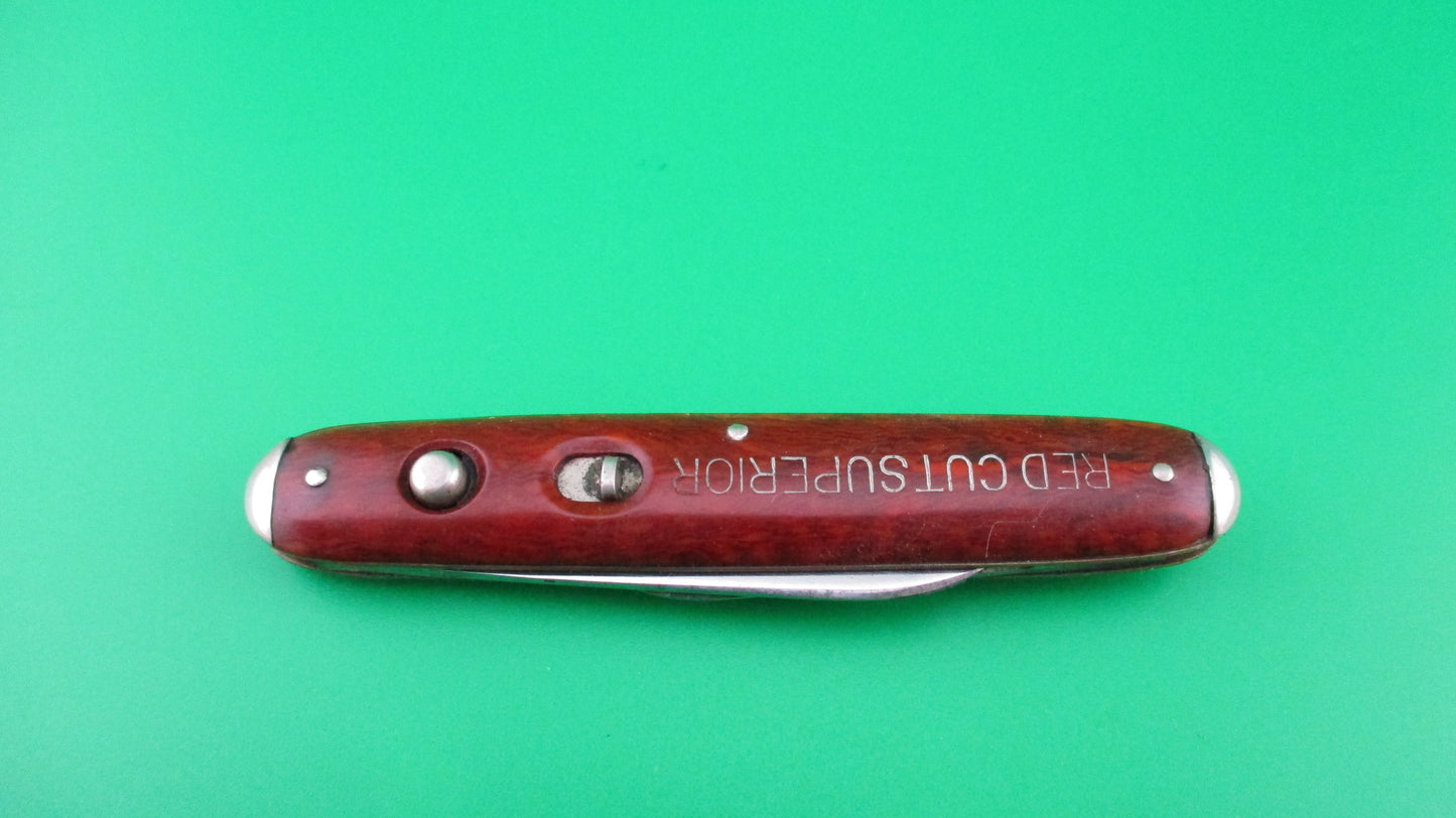 SCHRADE CUT CO Medium double Red Cut Superior Tobacco automatic knife