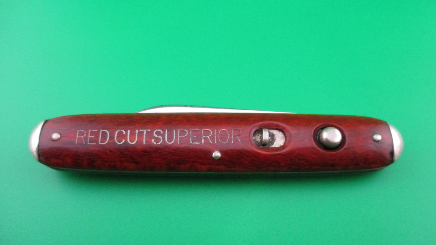SCHRADE CUT CO Medium double Red Cut Superior Tobacco automatic knife